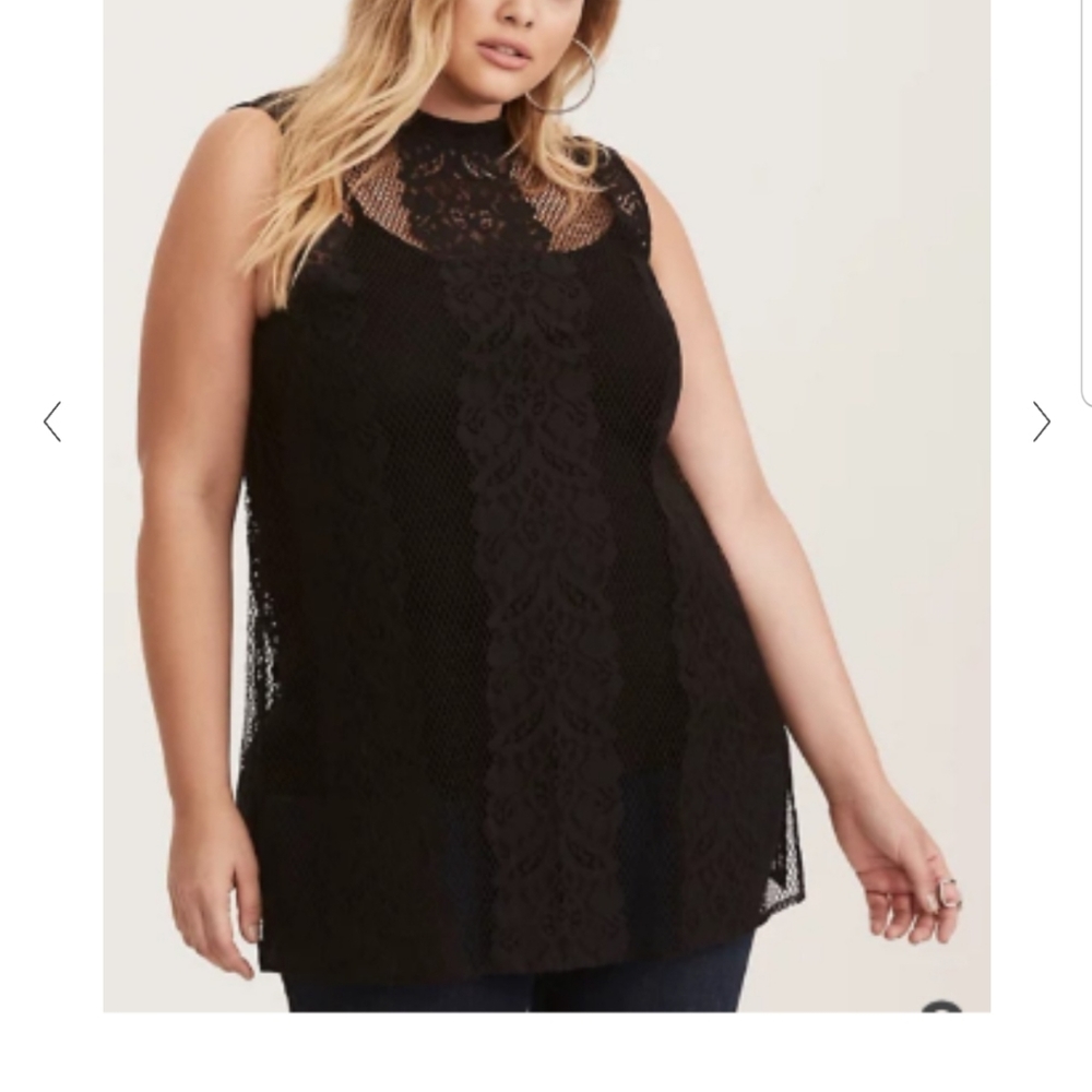 Torrid Black Lace Mock Neck Tank Top Sz 2